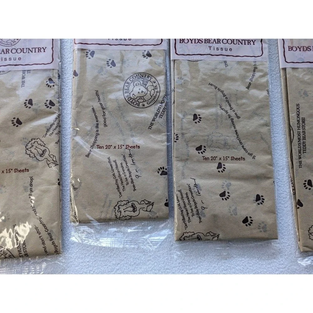 4 Packs Boyds Bear Country Tissue Paper 20x15 Total 40 Sheets Gettysburg USA NEW